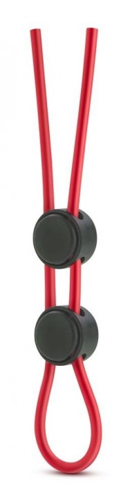 Красное силиконовое лассо на пенис с двумя утяжками Silicone Double Loop Cock Ring - Blush Novelties - в Краснодаре купить с доставкой