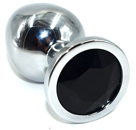 Серебристая анальная пробка из нержавеющей стали с черным кристаллом - 8,5 см. - Kanikule - купить с доставкой в Краснодаре