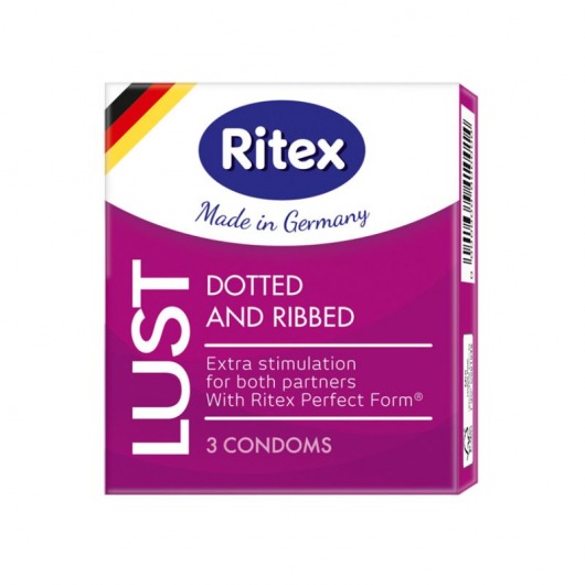Рифленые презервативы RITEX LUST с пупырышками - 3 шт. - RITEX - купить с доставкой в Краснодаре