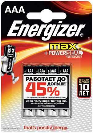 Батарейки Energizer MAX E92/AAA 1,5V - 4 шт. - Energizer - купить с доставкой в Краснодаре