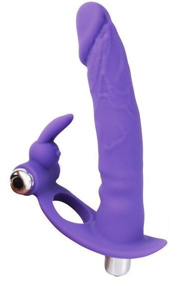 Фиолетовая вибронасадка для двойного проникновения - 15 см. - Bior toys - купить с доставкой в Краснодаре