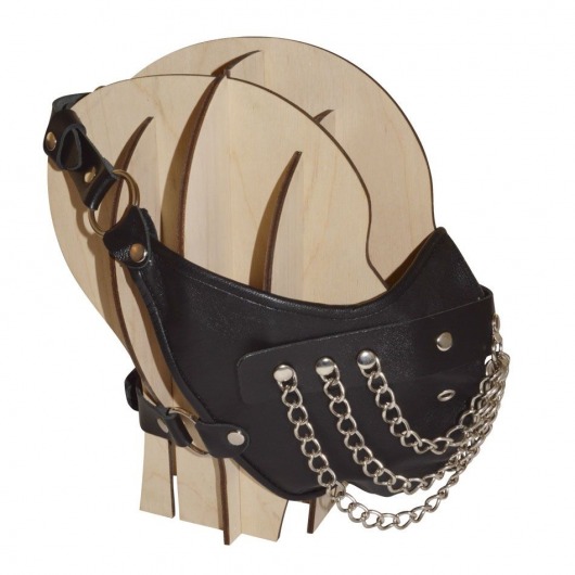 Чёрная кожаная маска с цепочками  Шахерезада - Sitabella - купить с доставкой в Краснодаре