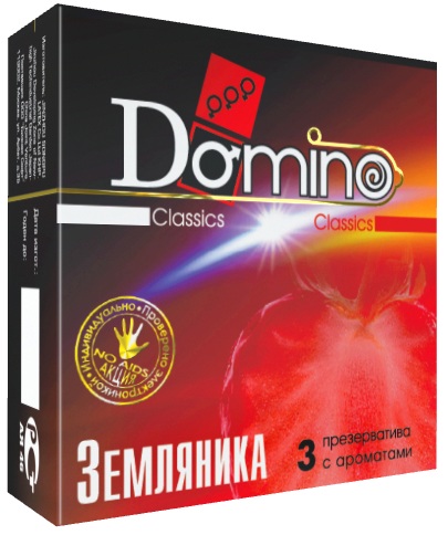 Ароматизированные презервативы Domino  Земляника  - 3 шт. - Domino - купить с доставкой в Краснодаре