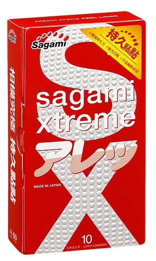 Утолщенные презервативы Sagami Xtreme Feel Long с точками - 10 шт. - Sagami - купить с доставкой в Краснодаре