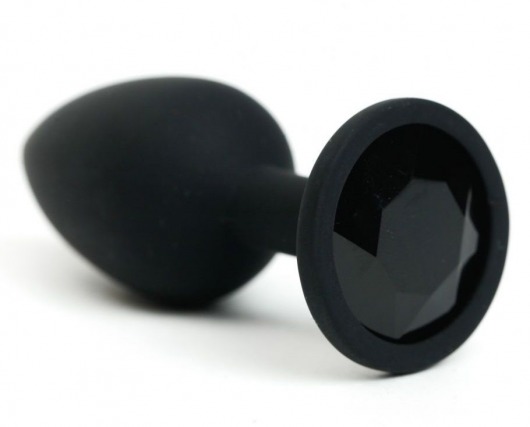 Черная анальная пробка с черным стразом - 7,6 см. - 4sexdreaM - купить с доставкой в Краснодаре
