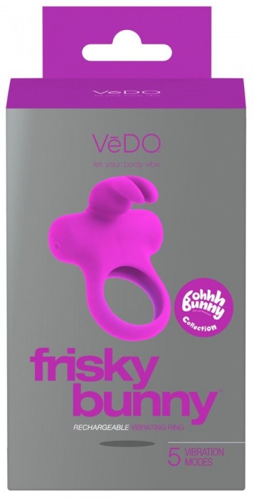 Лиловое эрекционное перезаряжаемое виброкольцо VeDO Frisky Bunny - VeDO - в Краснодаре купить с доставкой