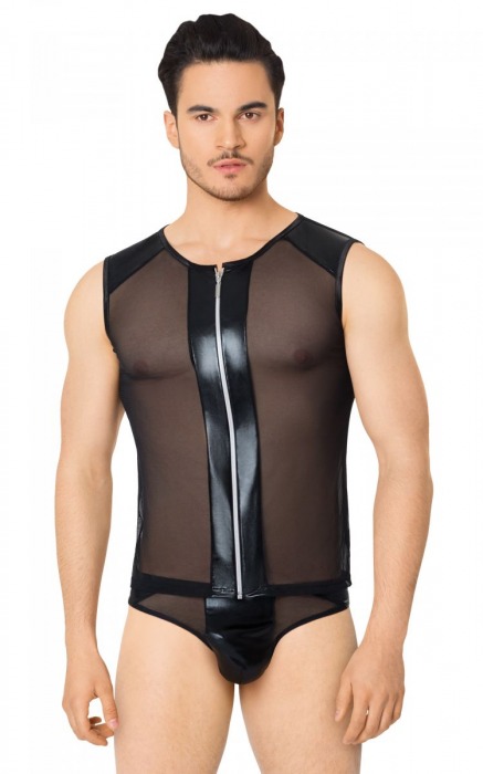 Эротический мужской костюм-сетка с молнией - SoftLine купить с доставкой