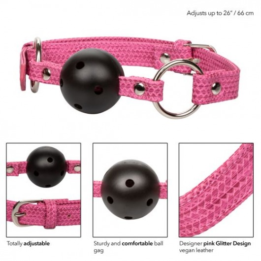 Кляп-шарик на розовых ремешках Tickle Me Pink Ball Gag - California Exotic Novelties - купить с доставкой в Краснодаре