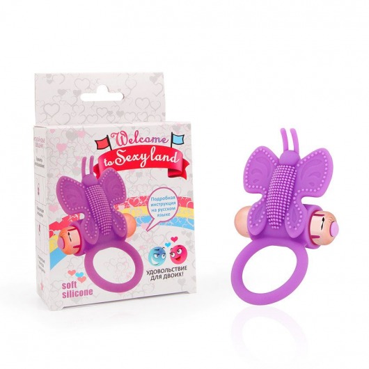 Фиолетовое эрекционное виброкольцо-бабочка со съемной вибропулей - Bior toys - в Краснодаре купить с доставкой