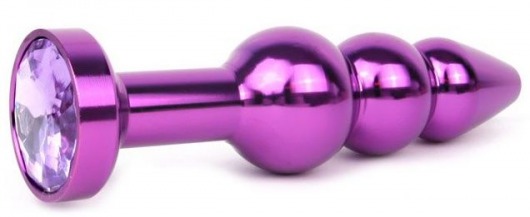 Удлиненная фиолетовая анальная втулка с фиолетовым кристаллом - 11,3 см. - Anal Jewelry Plug - купить с доставкой в Краснодаре