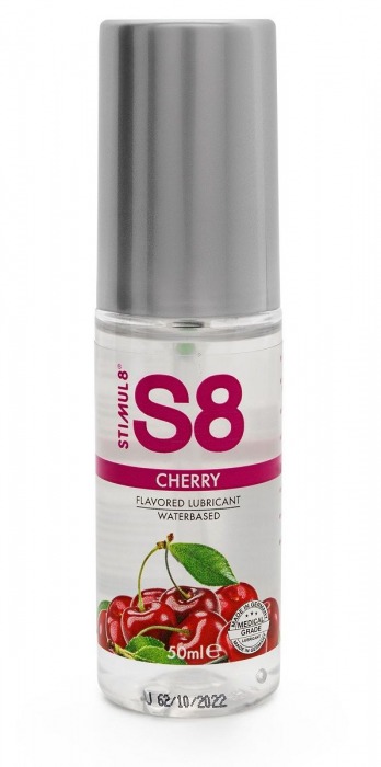 Смазка на водной основе S8 Flavored Lube со вкусом вишни - 50 мл. - Stimul8 - купить с доставкой в Краснодаре