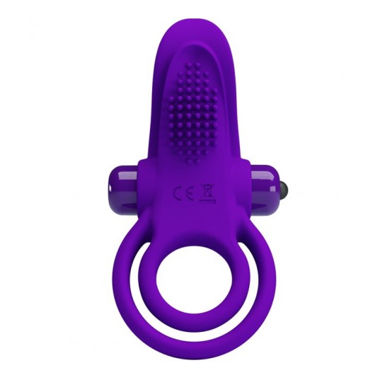 Фиолетовое силиконовое эрекционное кольцо с вибрацией и подхватом мошонки - Baile - в Краснодаре купить с доставкой