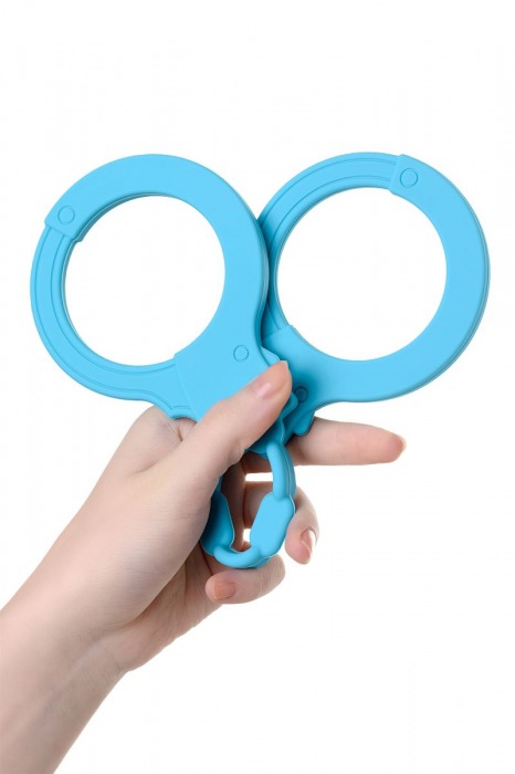 Голубые силиконовые наручники A-Toys без ключа - A-toys - купить с доставкой в Краснодаре