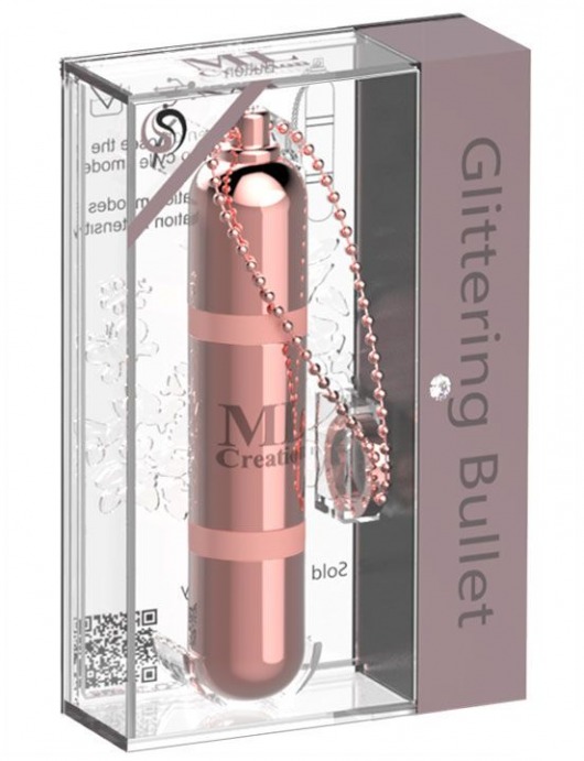Розовый мини-вибратор на цепочке Glittering Bullet - 9 см. - ML Creation