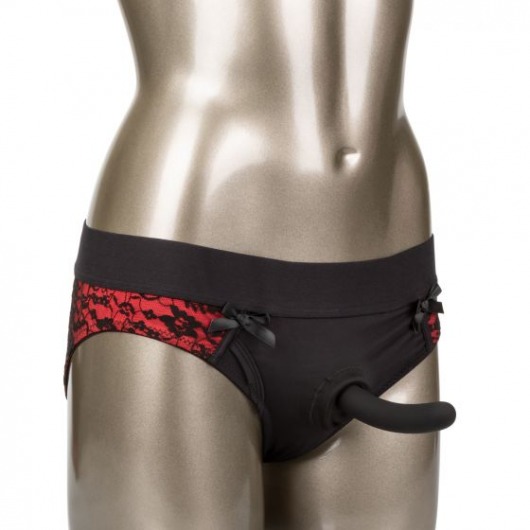 Красно-черные страпон-трусики Pegging Panty Set - размер L-XL - California Exotic Novelties - купить с доставкой в Краснодаре
