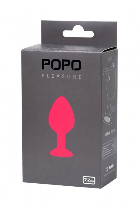 Розовая коническая анальная пробка с прозрачным кристаллом - 7,2 см. - POPO Pleasure - купить с доставкой в Краснодаре