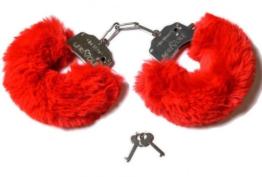 Шикарные наручники с пушистым красным мехом - Le Frivole - купить с доставкой в Краснодаре