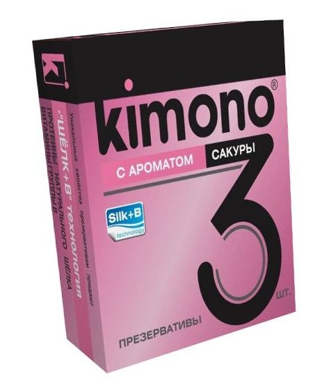 Презервативы KIMONO с ароматом сакуры - 3 шт. - Kimono - купить с доставкой в Краснодаре