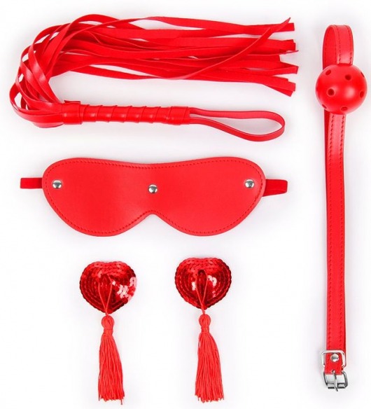 Пикантный набор БДСМ из 4 предметов в красном цвете - Notabu - купить с доставкой в Краснодаре