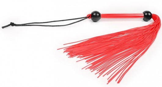 Красная многохвостая плеть с черными шариками на рукояти - 35 см. - Bior toys - купить с доставкой в Краснодаре