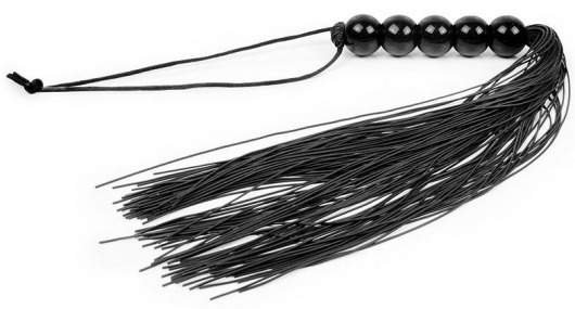 Черная многохвостая плеть с рукоятью-шариками - 35 см. - Bior toys - купить с доставкой в Краснодаре