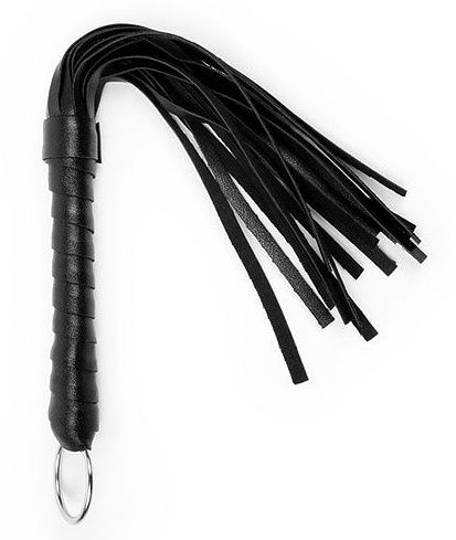Черная плеть с рукоятью в оплетке - 28 см. - Bior toys - купить с доставкой в Краснодаре