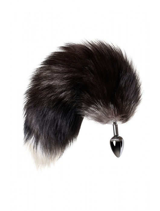 Серебристая металлическая анальная втулка с хвостом чернобурой лисы - размер S - ToyFa - купить с доставкой в Краснодаре