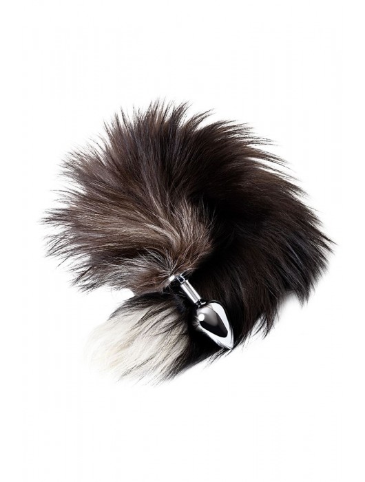 Серебристая металлическая анальная втулка с хвостом чернобурой лисы - размер S - ToyFa - купить с доставкой в Краснодаре
