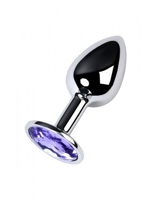 Серебристая конусовидная анальная пробка с фиолетовым кристаллом - 7 см. - ToyFa - купить с доставкой в Краснодаре