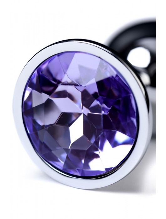 Серебристая конусовидная анальная пробка с фиолетовым кристаллом - 7 см. - ToyFa - купить с доставкой в Краснодаре