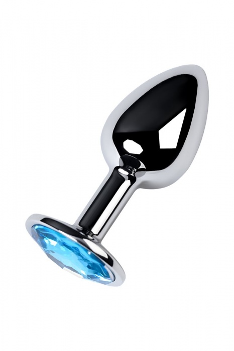 Серебристая конусовидная анальная пробка с голубым кристаллом - 7 см. - ToyFa - купить с доставкой в Краснодаре