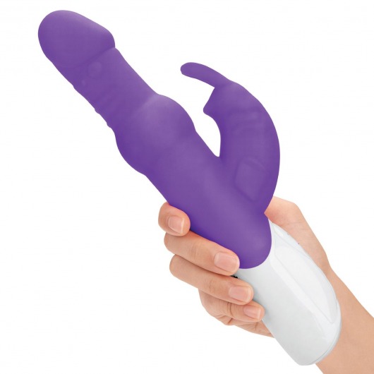 Фиолетовый вибратор-кролик с вращающимися бусинами - 25 см. - Rabbit Essentials