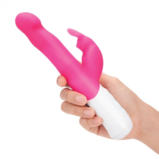 Розовый тонкий вибратор-кролик с клиторальным отростком - 22 см. - Rabbit Essentials