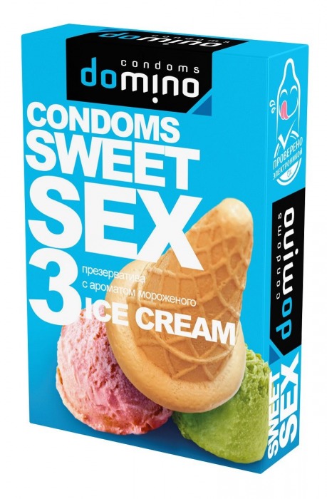 Презервативы для орального секса DOMINO Sweet Sex с ароматом мороженого - 3 шт. - Domino - купить с доставкой в Краснодаре