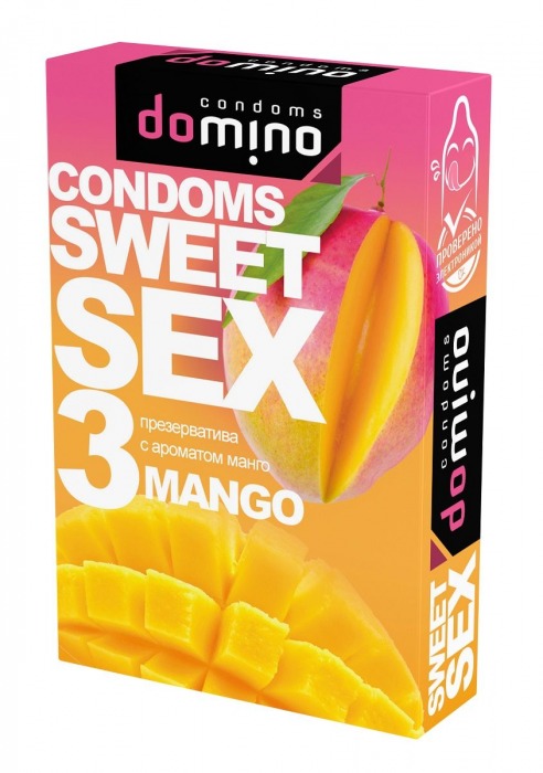 Презервативы для орального секса DOMINO Sweet Sex с ароматом манго - 3 шт. - Domino - купить с доставкой в Краснодаре