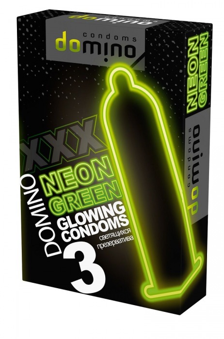 Презервативы DOMINO Neon Green со светящимся в темноте кончиком - 3 шт. - Domino - купить с доставкой в Краснодаре