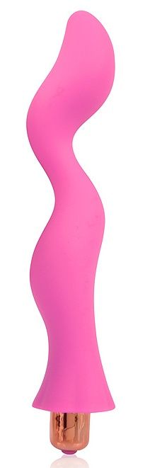 Розовый фантазийный изогнутый вибромассажер - 19 см. - Bior toys