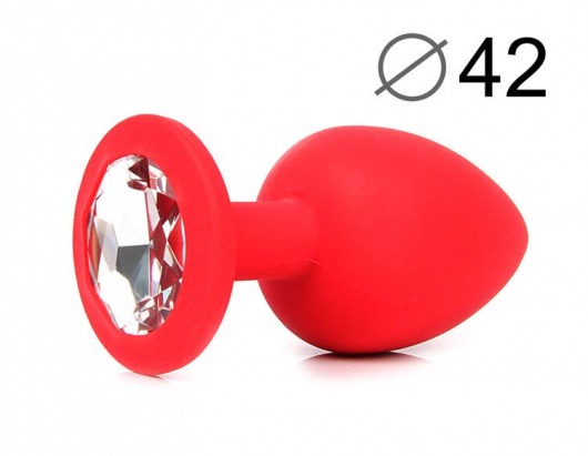 Красная анальная пробка с прозрачным кристаллом - 9,5 см. - Bior toys - купить с доставкой в Краснодаре