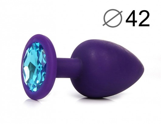 Фиолетовая анальная пробка с голубым кристаллом - 9,5 см. - Bior toys - купить с доставкой в Краснодаре