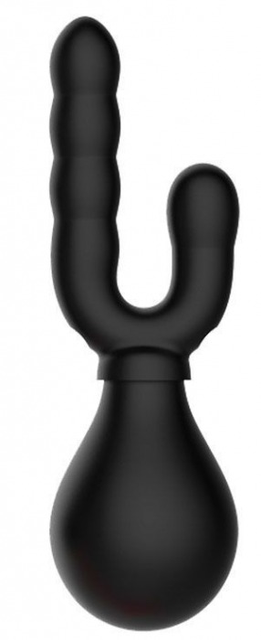 Чёрный силиконовый анальный душ с двумя отростками - Bior toys - купить с доставкой в Краснодаре