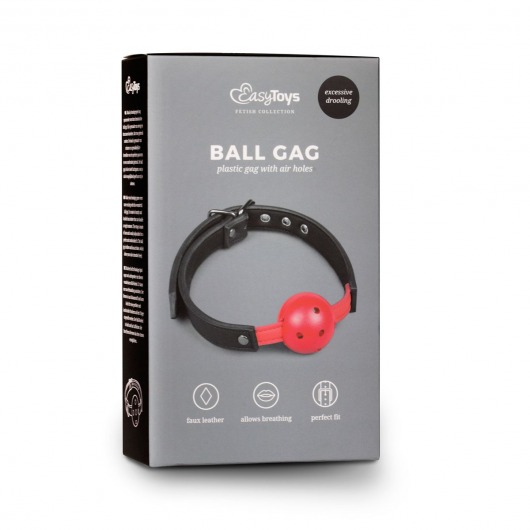 Красный кляп-шар Easytoys Ball Gag With PVC Ball - Easy toys - купить с доставкой в Краснодаре