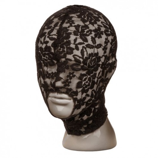 Черный кружевной шлем-маска Lace Hood - California Exotic Novelties - купить с доставкой в Краснодаре