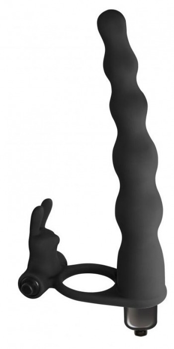 Черная вибронасадка для двойного проникновения Jungle Bunny - 17 см. - Lola Games - купить с доставкой в Краснодаре