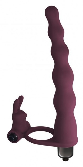 Бордовая вибронасадка для двойного проникновения Jungle Bunny - 17 см. - Lola Games - купить с доставкой в Краснодаре