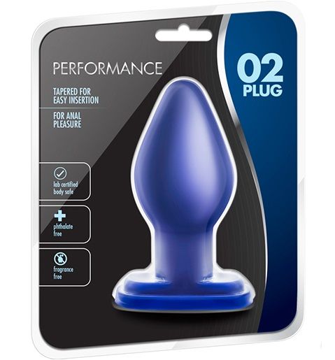 Синяя анальная пробка 02 Plug - 13,3 см. - Blush Novelties