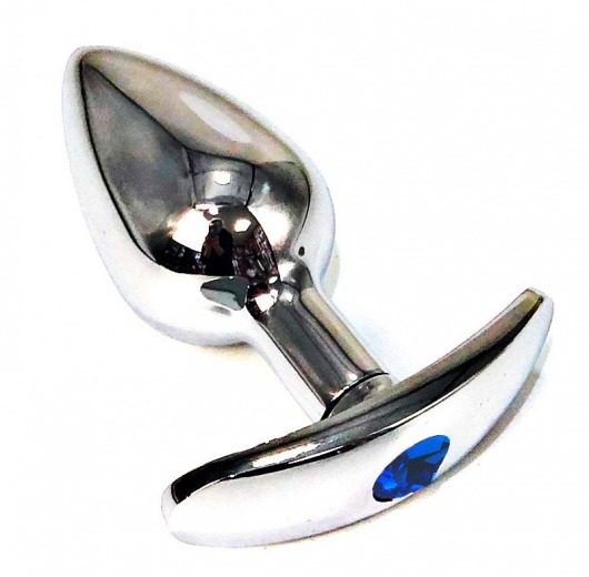 Серебристая анальная пробка для ношения с синим кристаллом - 6 см. - Vandersex - купить с доставкой в Краснодаре