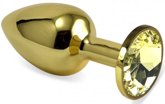 Золотистая анальная пробка с желтым кристаллом - 5,5 см. - Vandersex - купить с доставкой в Краснодаре
