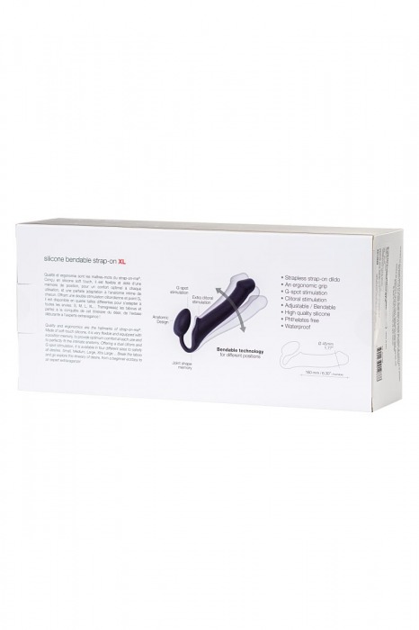 Черный безремневой страпон Silicone Bendable Strap-On XL - Strap-on-me - купить с доставкой в Краснодаре