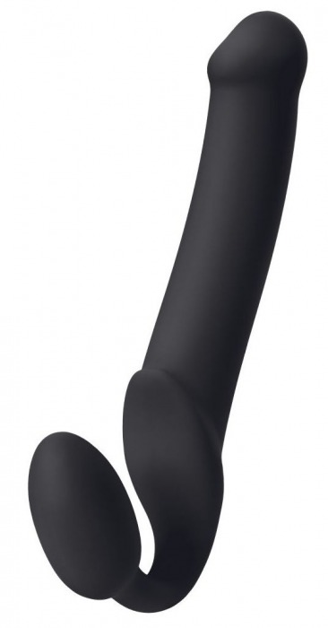 Черный безремневой страпон Silicone Bendable Strap-On XL - Strap-on-me - купить с доставкой в Краснодаре