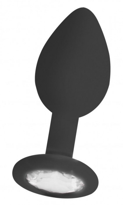 Черная анальная пробка с прозрачным кристаллом Diamond Butt Plug - 8 см. - Shots Media BV - купить с доставкой в Краснодаре
